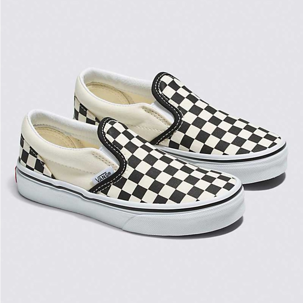 Vans Black/White Size 1 Kids Classic Slip-On Checkerboard Shoes
